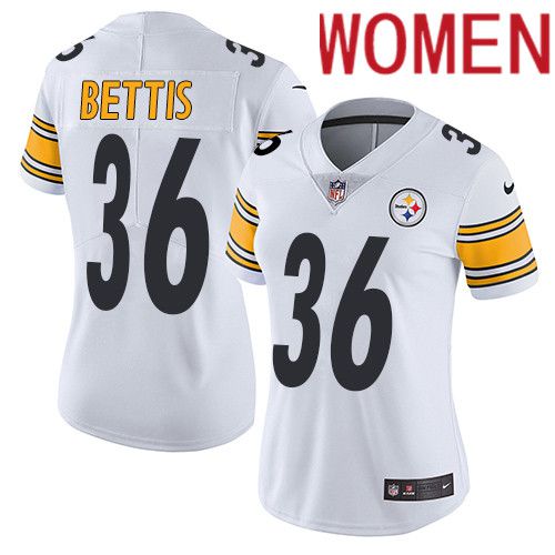 Women Pittsburgh Steelers 36 Jerome Bettis Nike White Vapor Limited NFL Jersey